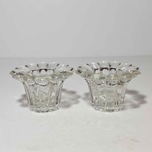 2 Glass Candle Holders Vintage